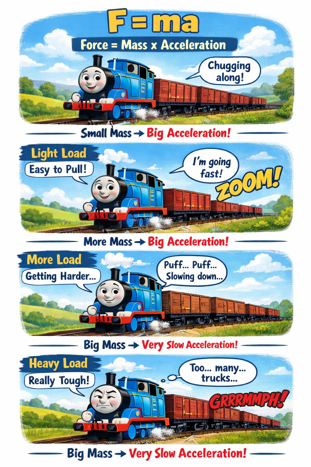Thomas the Tank Engine explains F = m·a